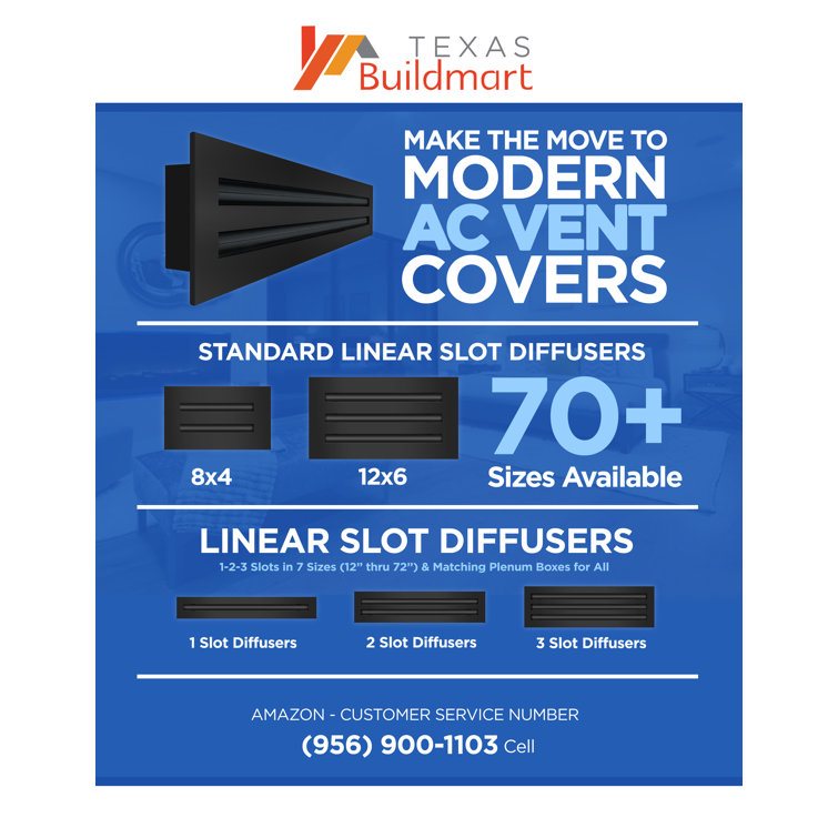 Texas Buildmart BUILDMART 20x8 Modern AC Vent Cover Standard Linear